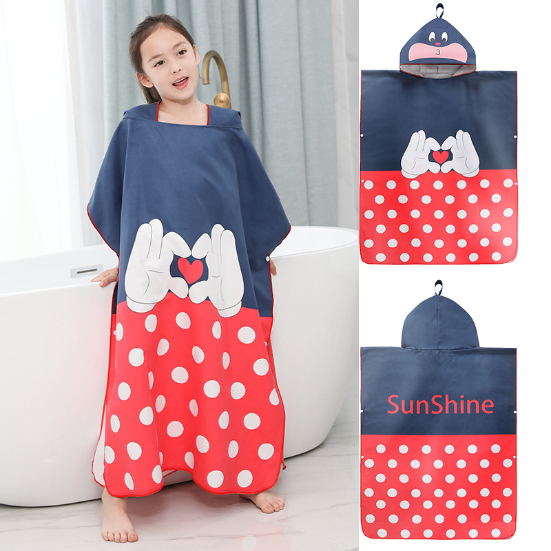 Swimming towel Children's cloak with hat Summer can wear household absorbent quick drying bathrobe