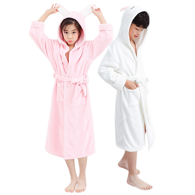 Children's bathrobe coral velvet absorbent quick-drying hooded cloak extended robe