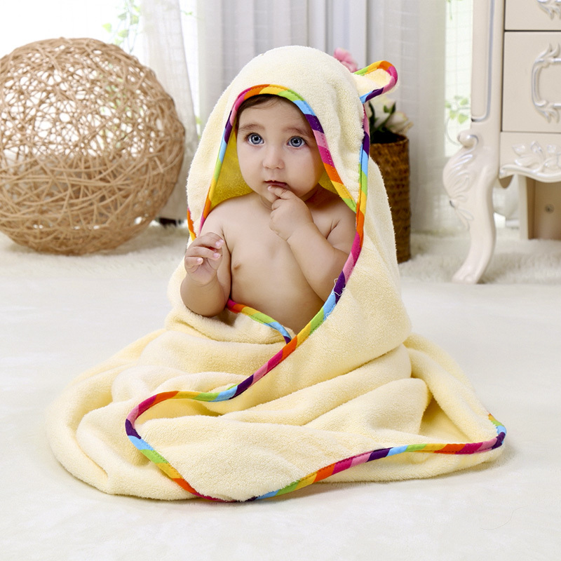 Bamboo fiber baby bath towel Super soft baby absorbent baby with hood bath towel