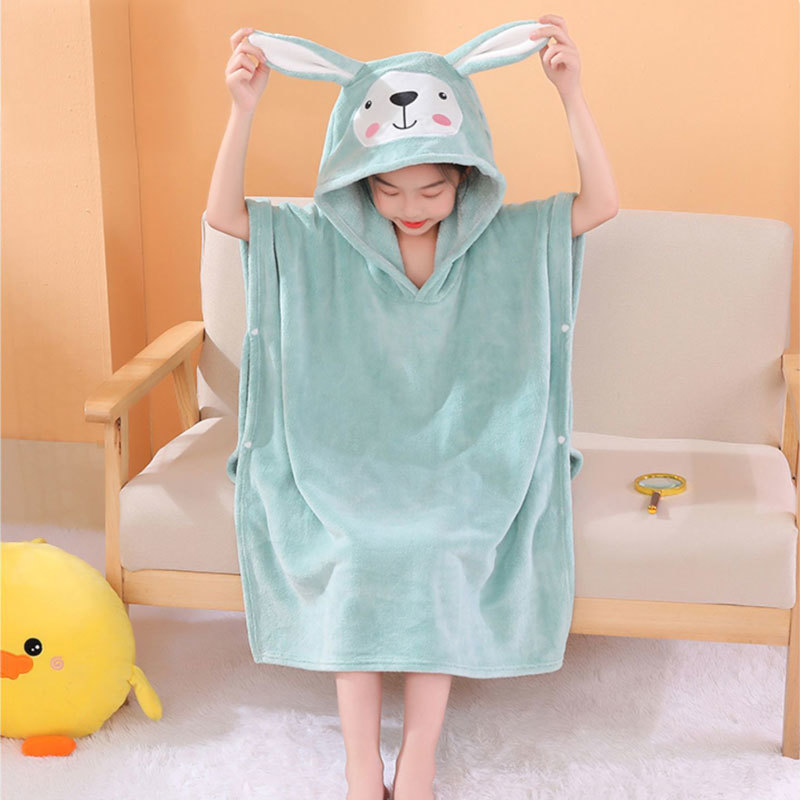 Children's bath towel women's cloak with hat than pure cotton absorbent baby bath robe men baby can wear wrapped super soft