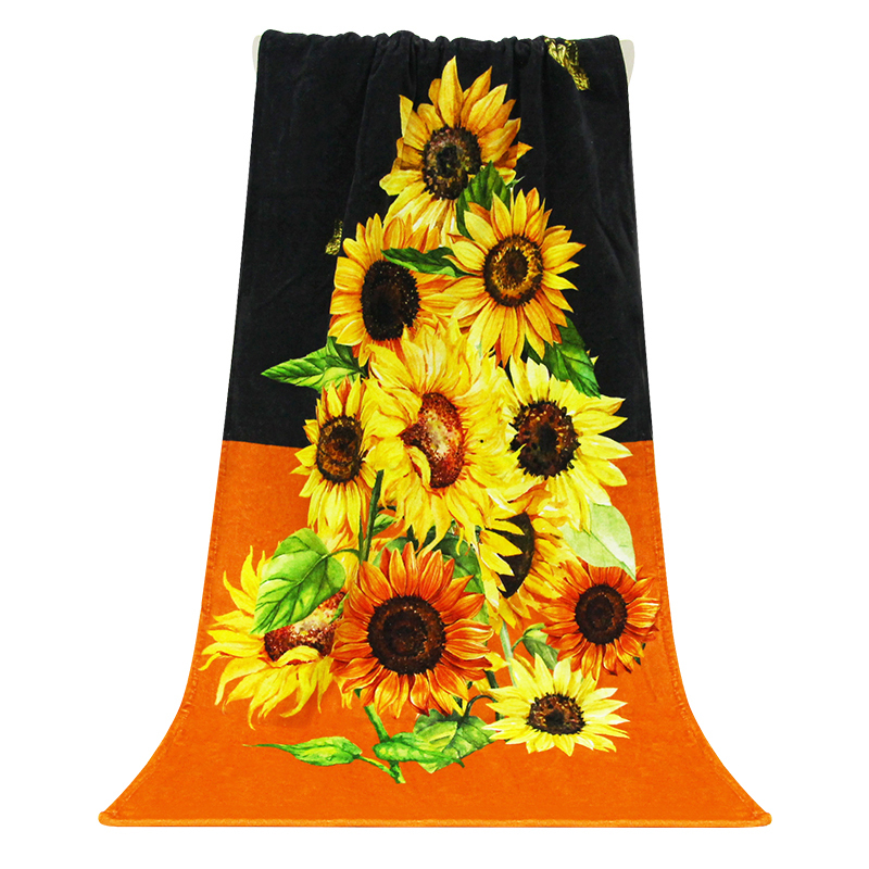 Spot / custom sunflower digital printed bath towel