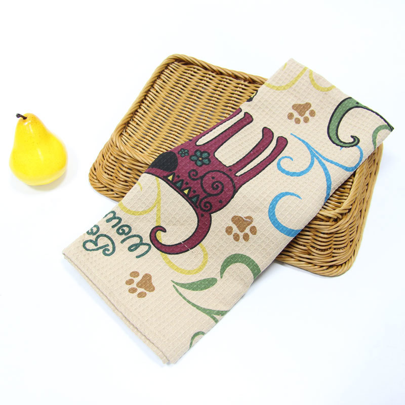 Custom design cotton digital printed kitchen towel tea towel
