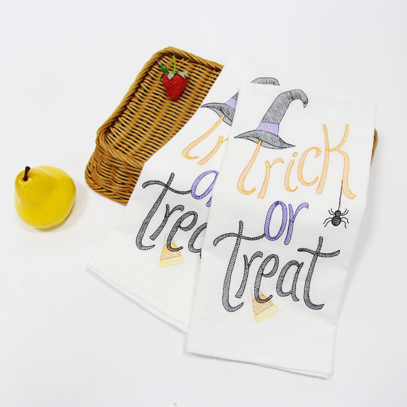 Custom holiday Embroidered Tea Towel napkin