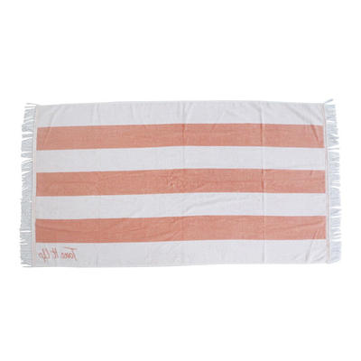 Customized Logo Cotton Stripe Beach Towel Custom Print with Tassels
