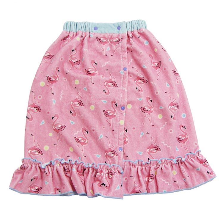 Customized Pink Flamingo 100% Cotton Printed Terry Bath Towel Skirt, Bath Dress, Beach Skirt